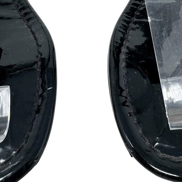 TORY BURCH Black Patent Leather Miller Classic Designer Logo Sandals Size 8.5 - Picture 4 of 10